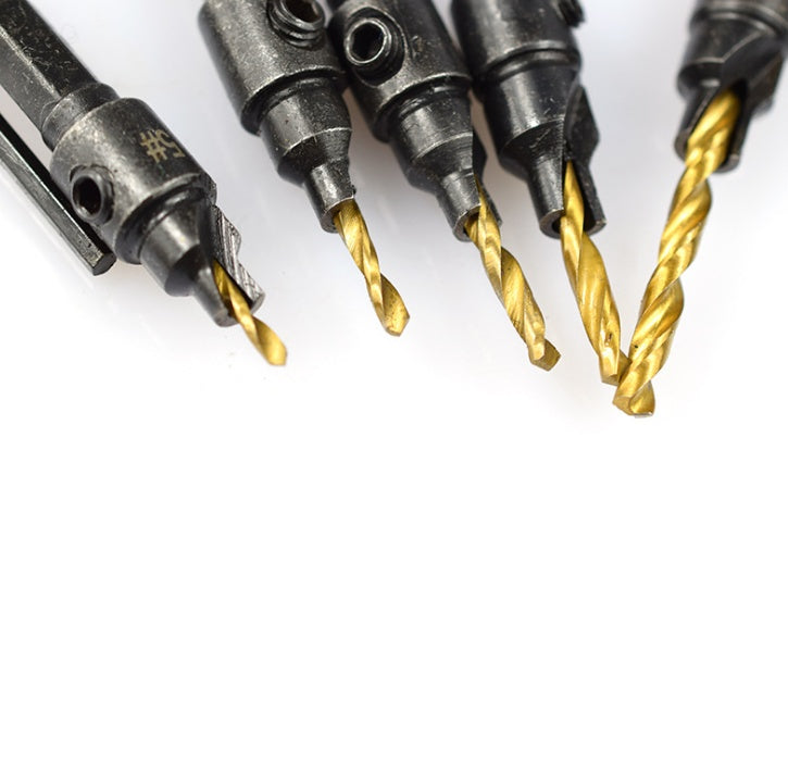 Titanium 5 pieces Woodworking countersink drill