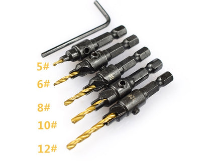 Titanium 5 pieces Woodworking countersink drill