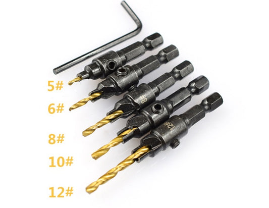 Titanium 5 pieces Woodworking countersink drill