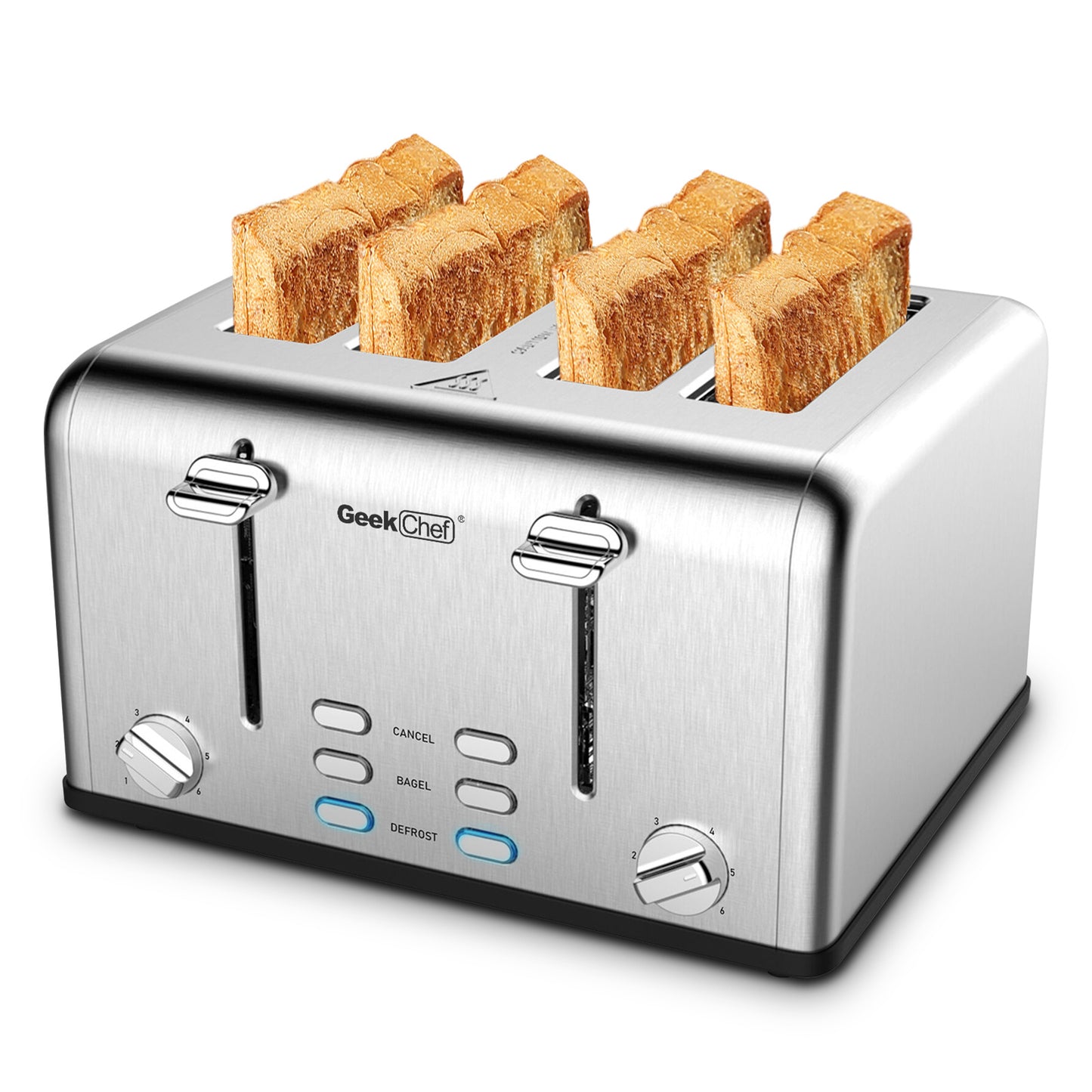 Geek Chef Stainless Steel Extra-Wide Slot Toaster With Dual Control Panels