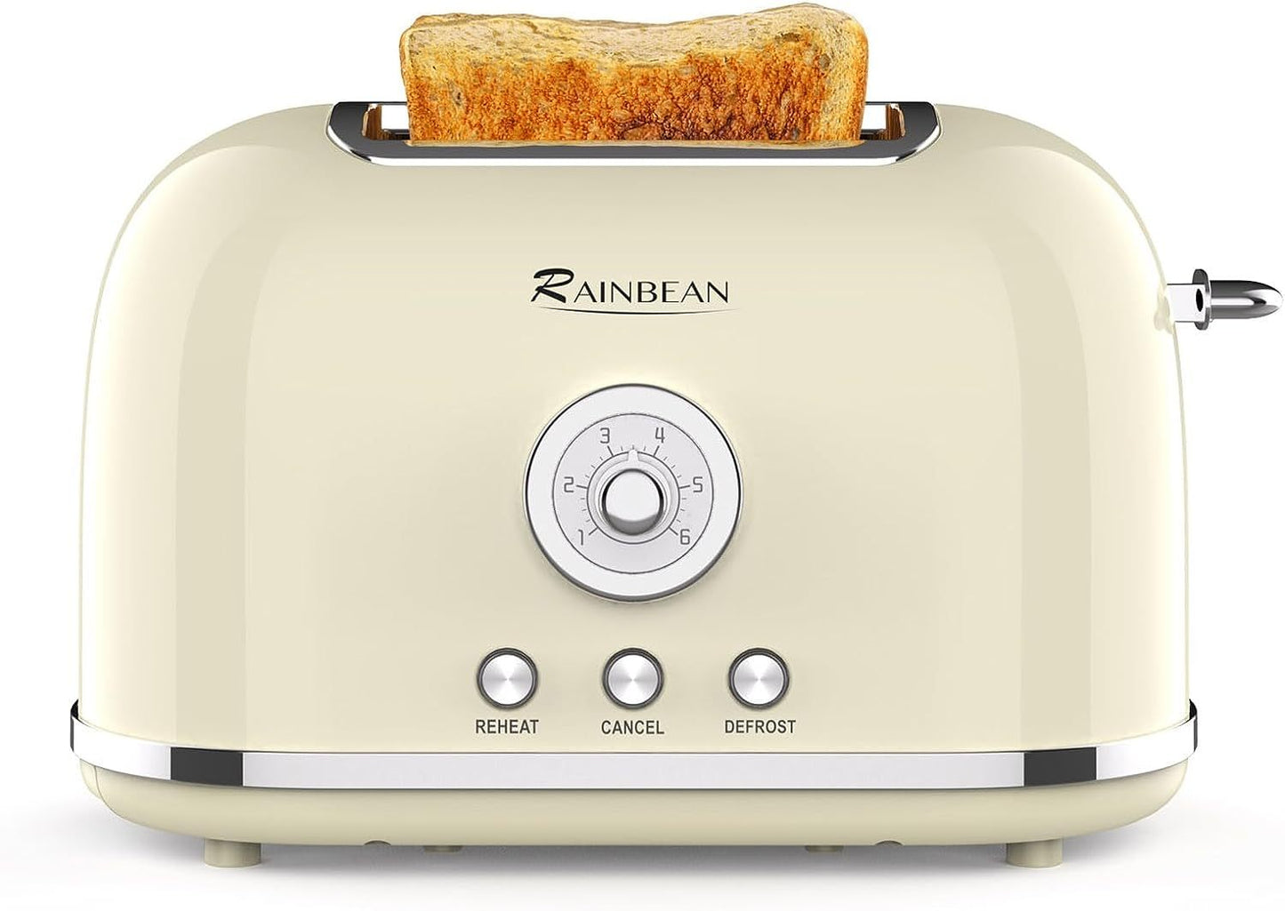 2 Slice Retro Cute Bread Toaster With Removable Crumb Tray