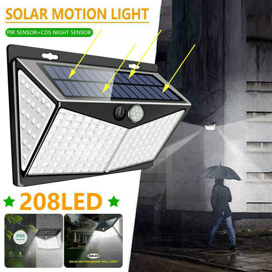 208 Waterproof Solar Power Motion Sensor Wall Lamp