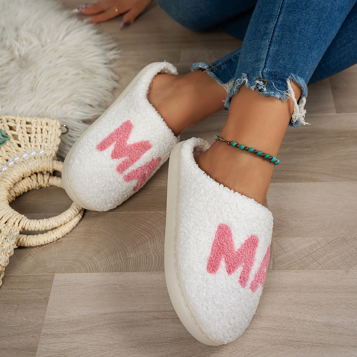 MAMA Plush Cotton Slippers Christmas Gift