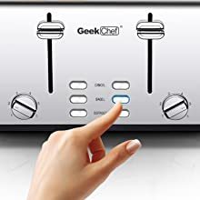 Geek Chef Stainless Steel Extra-Wide Slot Toaster With Dual Control Panels