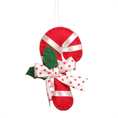 Christmas Crutch Shape Felt Pendant Decoration