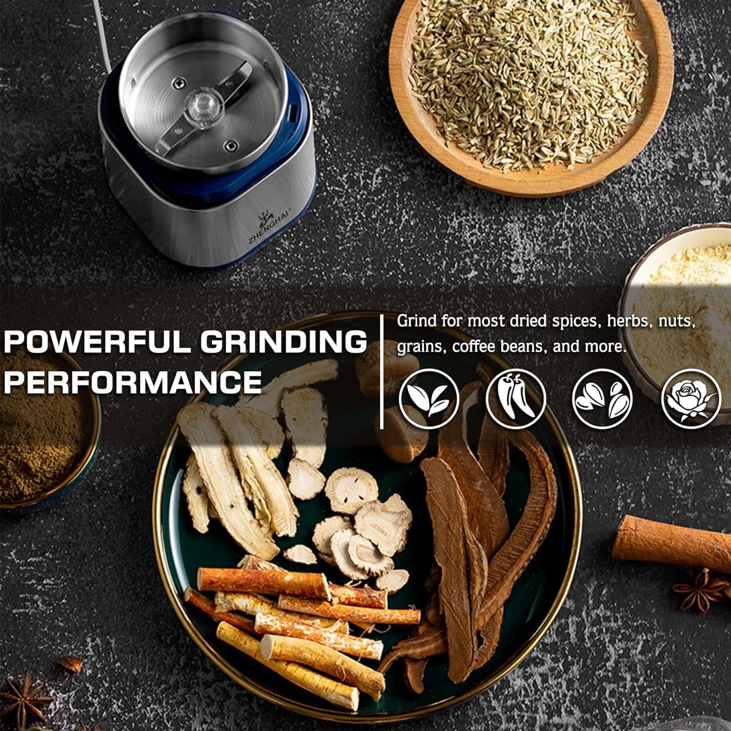 Silver Compact Electric Grinder For herb,pice,pollen And coffee