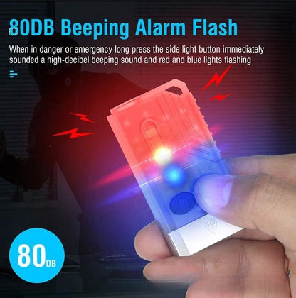 1000 Lumens IPX4 Mini  LED Keychain Flashlight With UV Magnetic Tail Buzzer Alarm