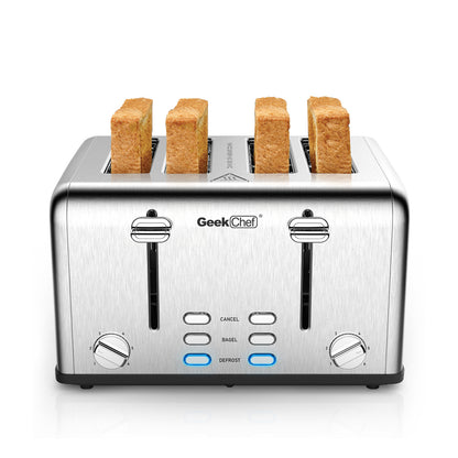 Geek Chef Stainless Steel Extra-Wide Slot Toaster With Dual Control Panels