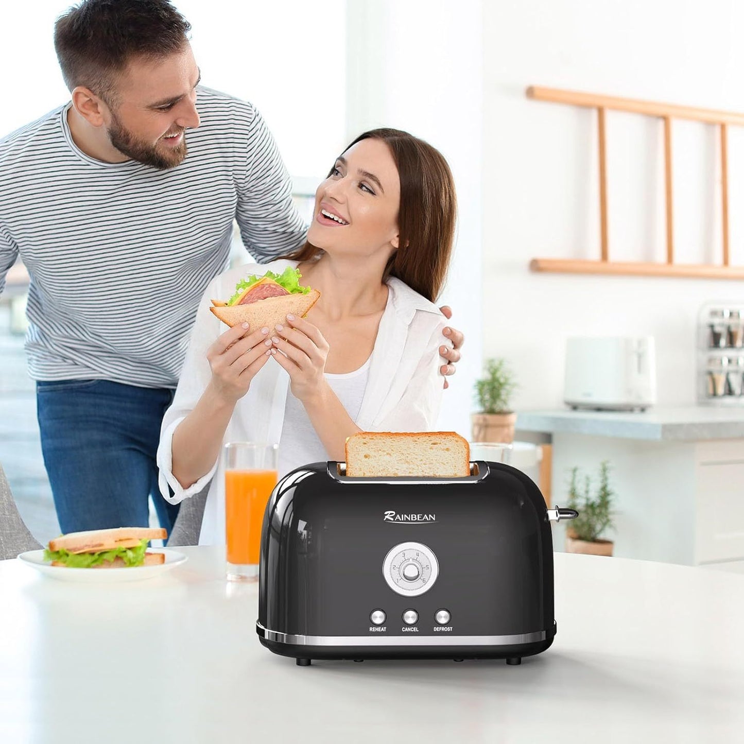 2 Slice Retro Cute Bread Toaster With Removable Crumb Tray