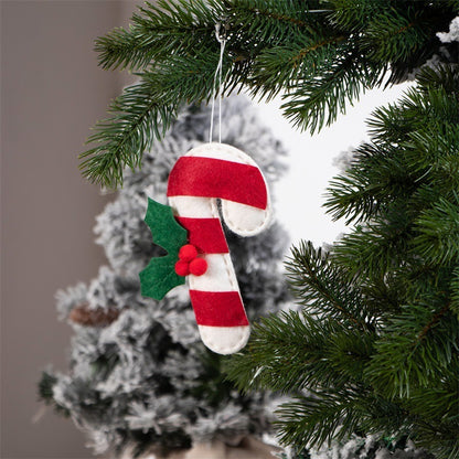 Christmas Crutch Shape Felt Pendant Decoration